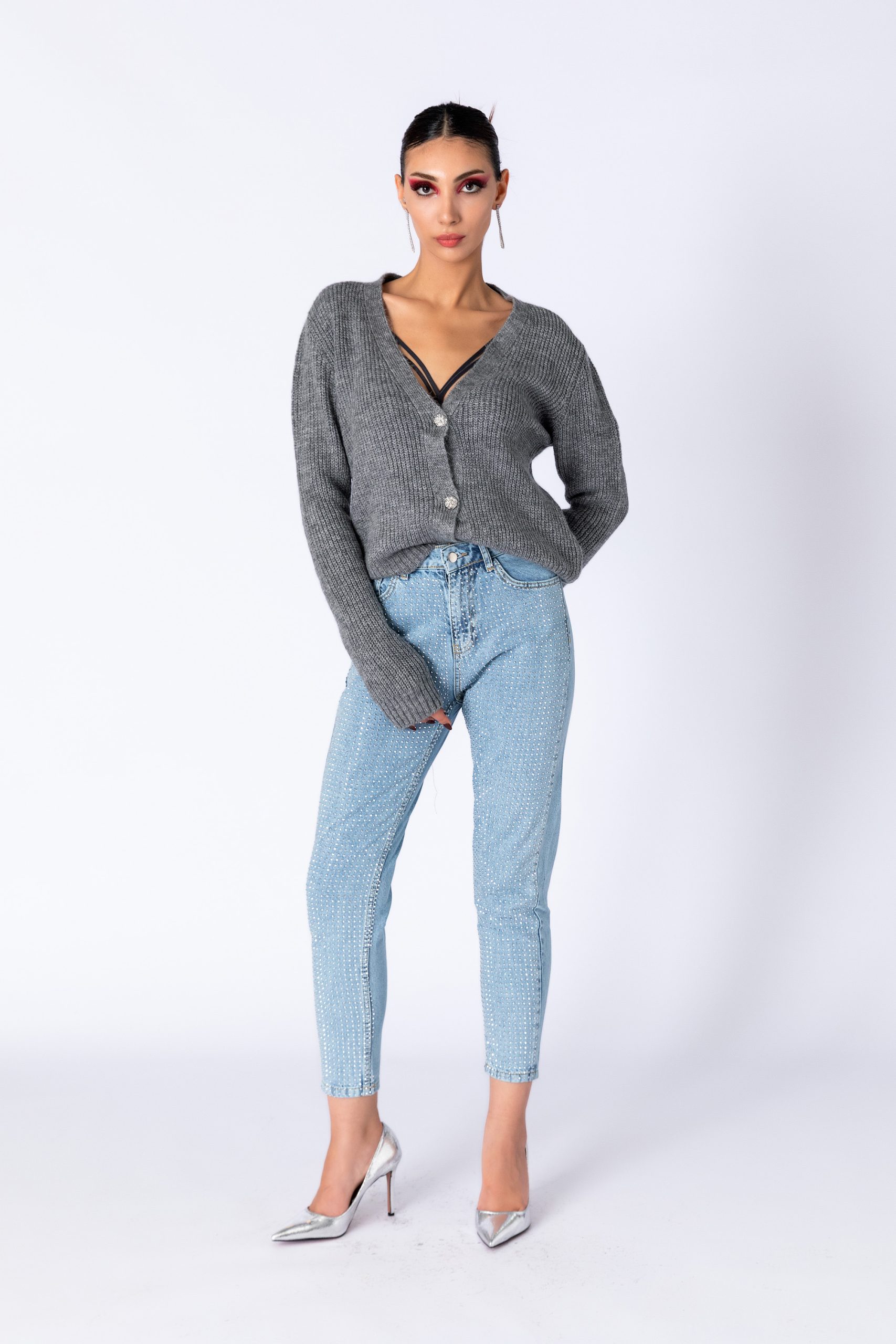 Taşlı Mavi Denim Pantolon - Görsel 5