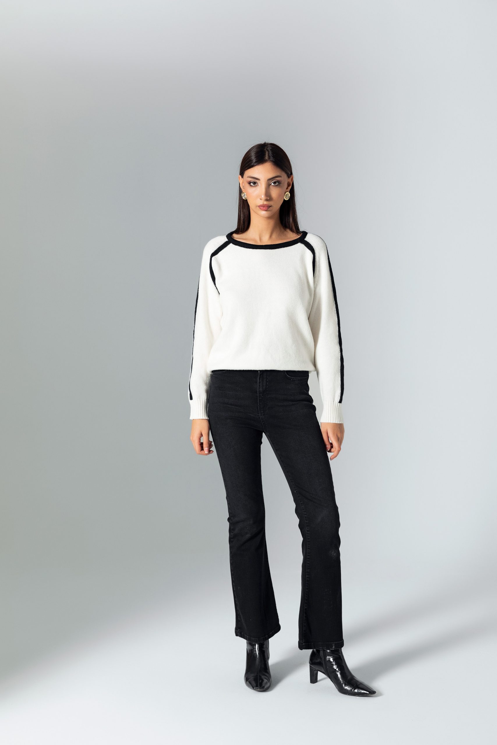 Siyah Denim Bol Paça Pantolon