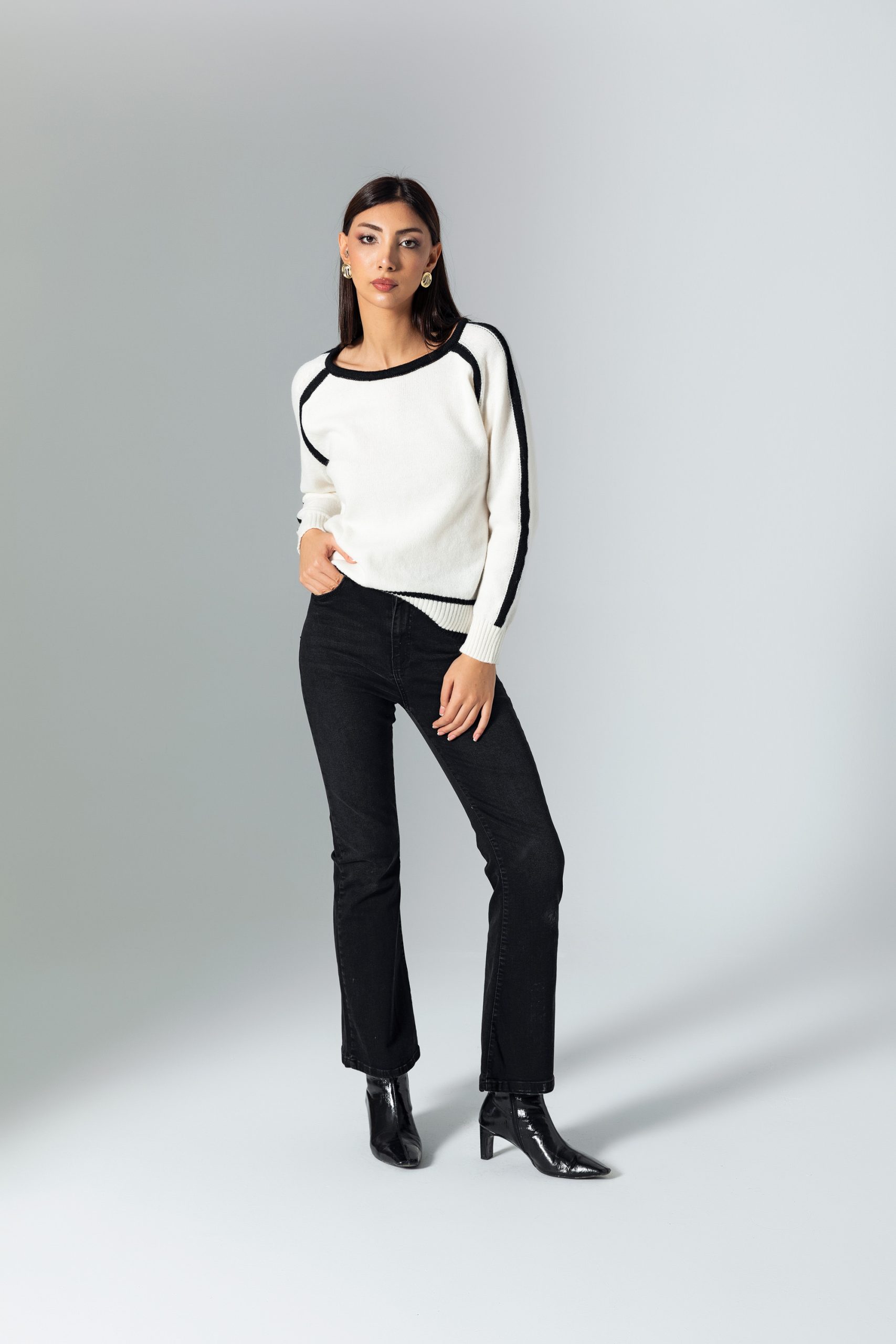 Siyah Denim Bol Paça Pantolon - Görsel 2