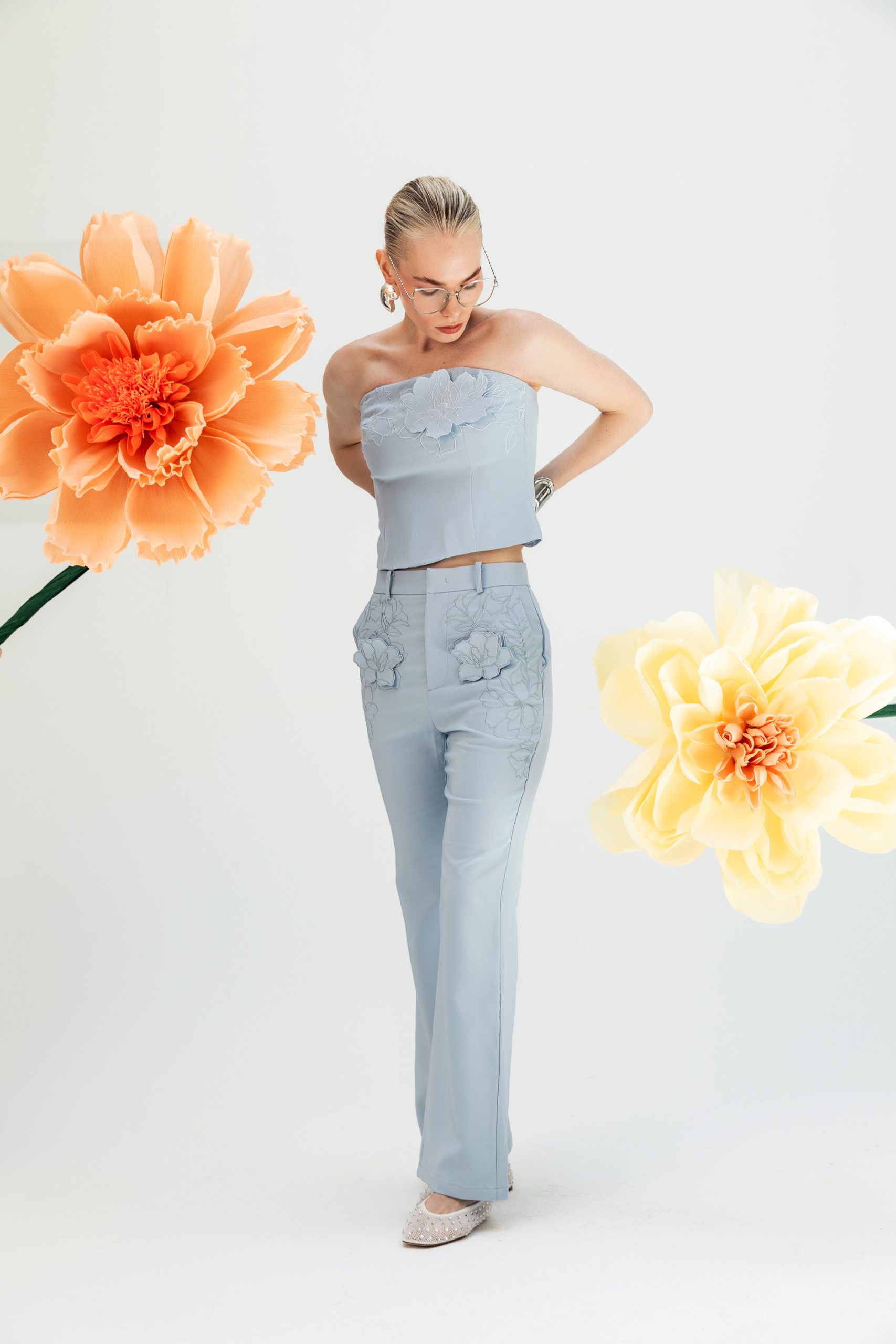 Bebe Mavisi Çiçekli Pantolon - Görsel 3