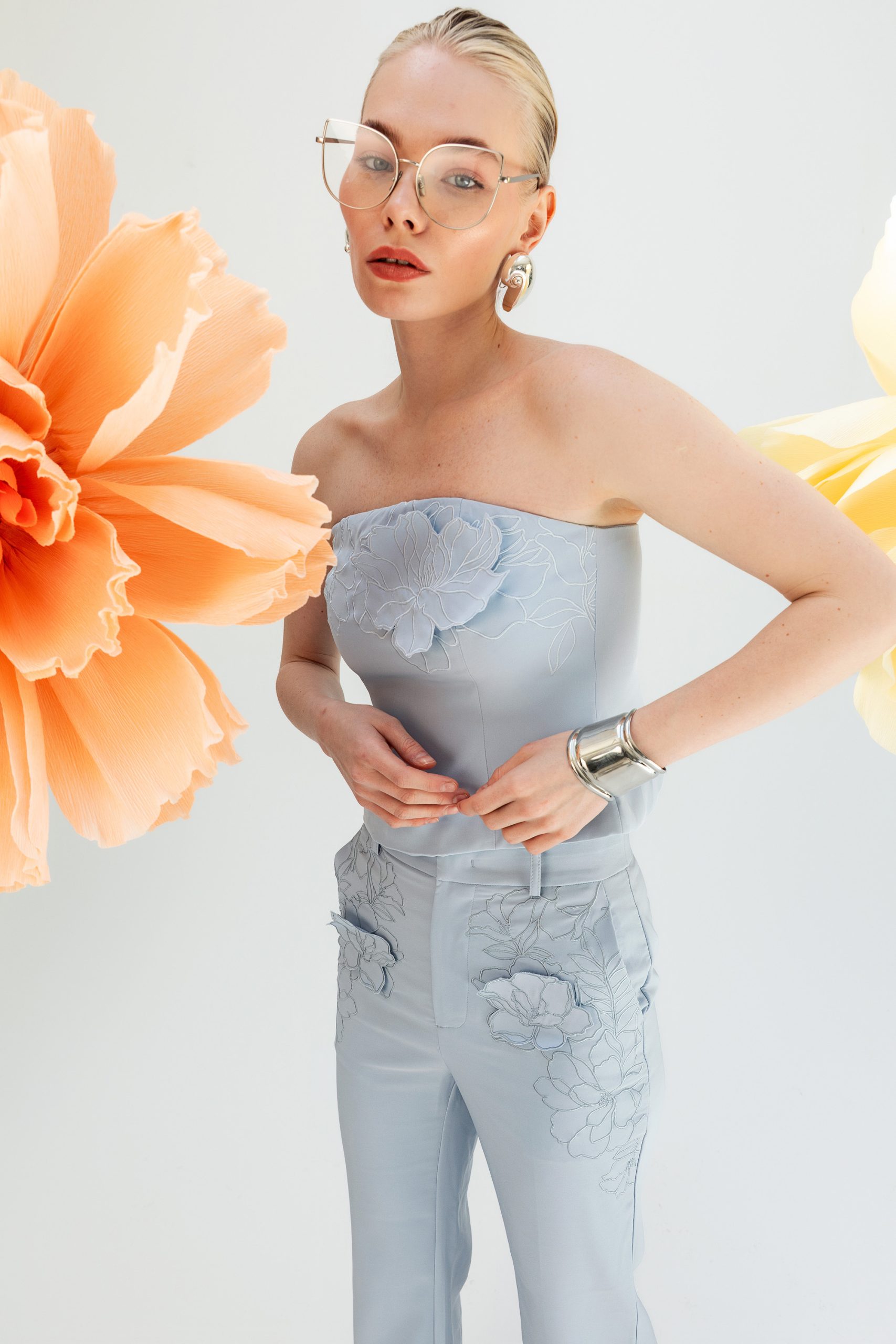 Bebe Mavisi Çiçekli Pantolon - Görsel 4