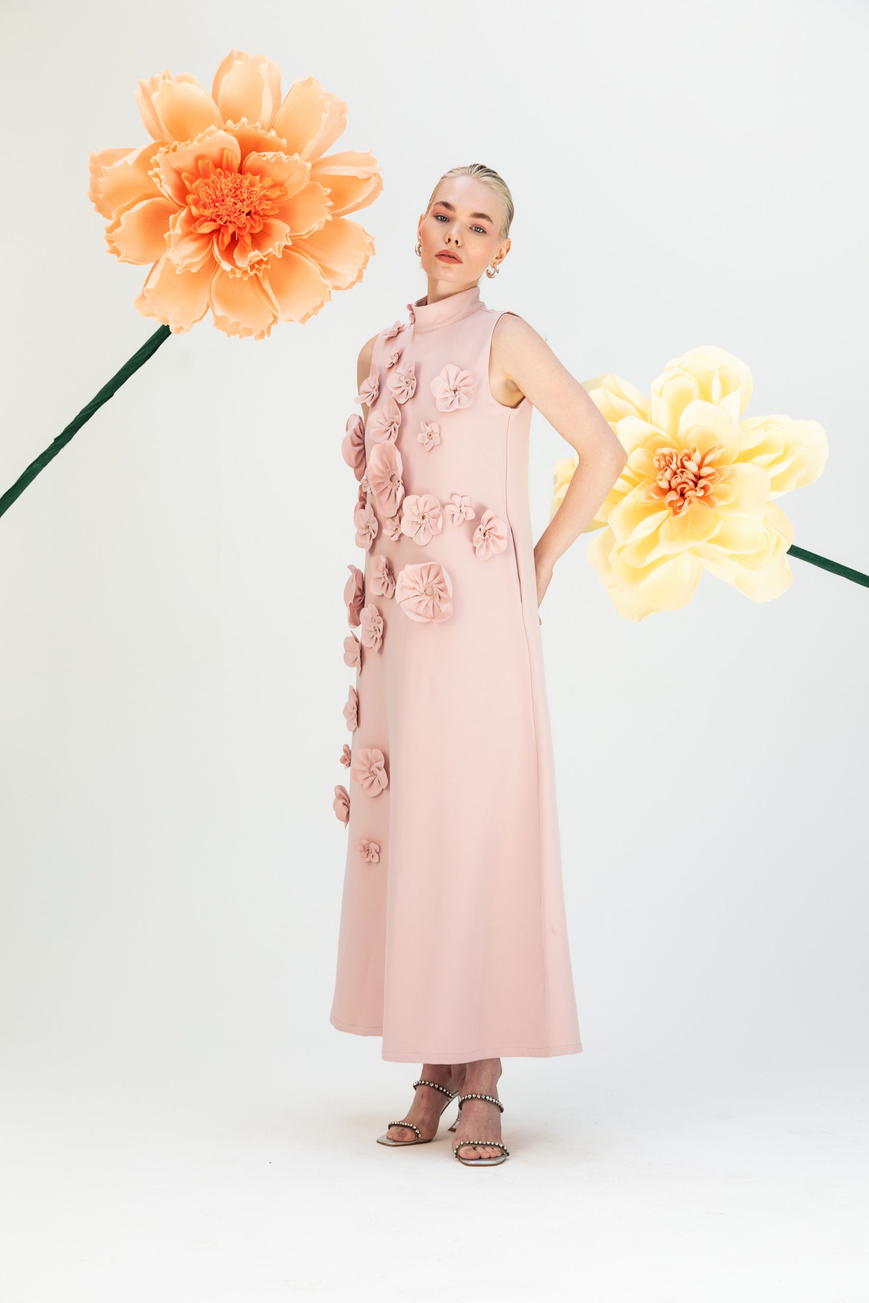 Pembe Çiçekli Elbise - Görsel 6