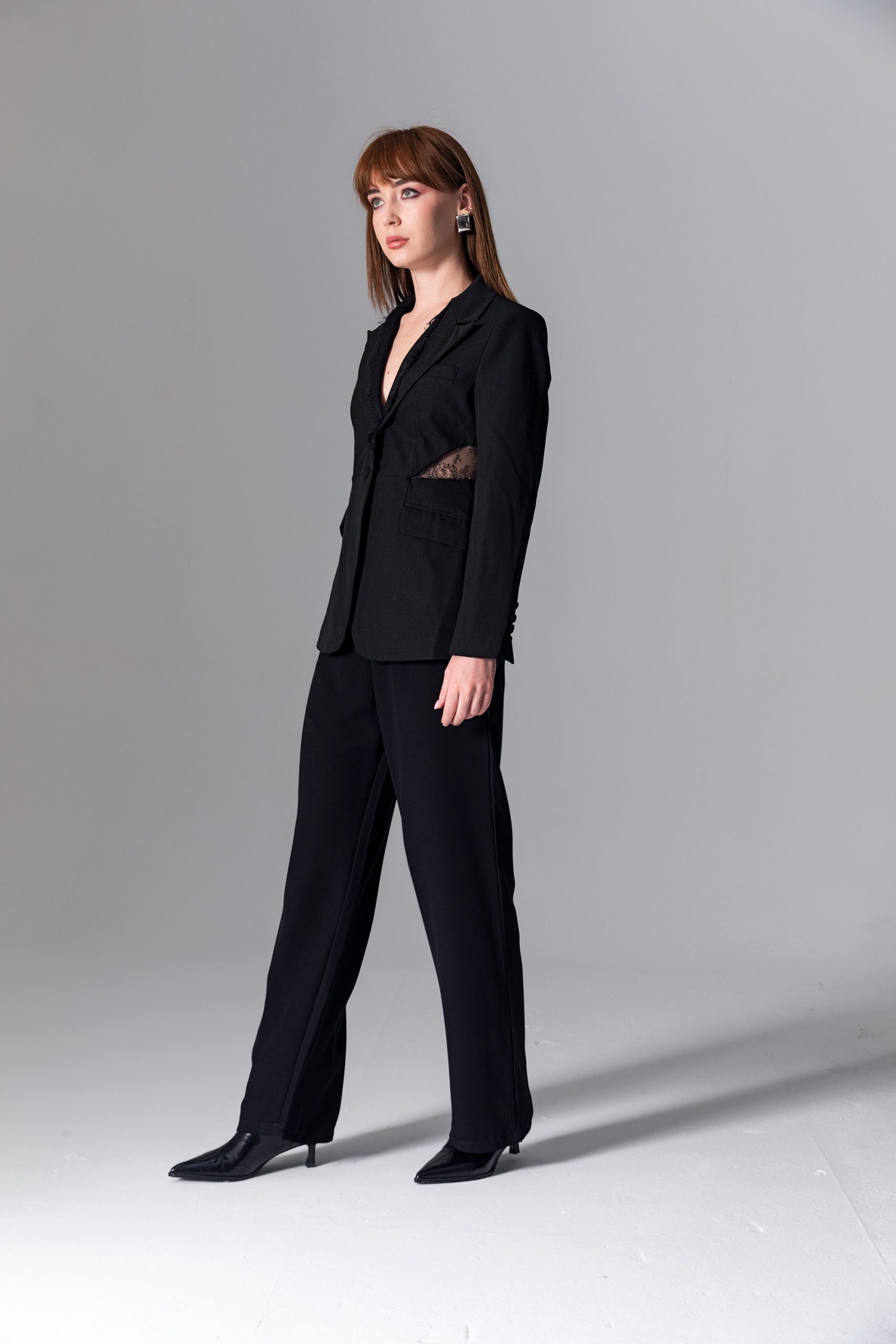 Siyah Dantelli Blazer Ceket - Görsel 5