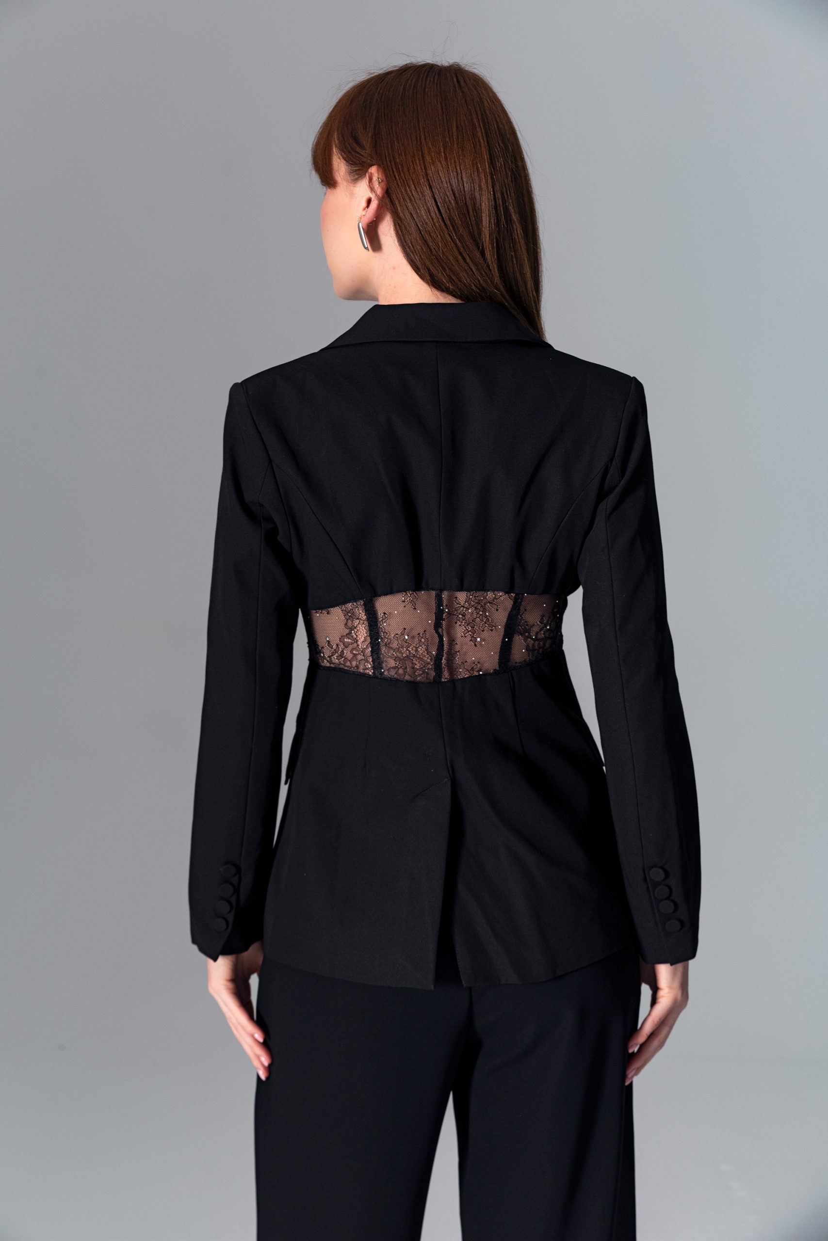 Siyah Dantelli Blazer Ceket - Görsel 3
