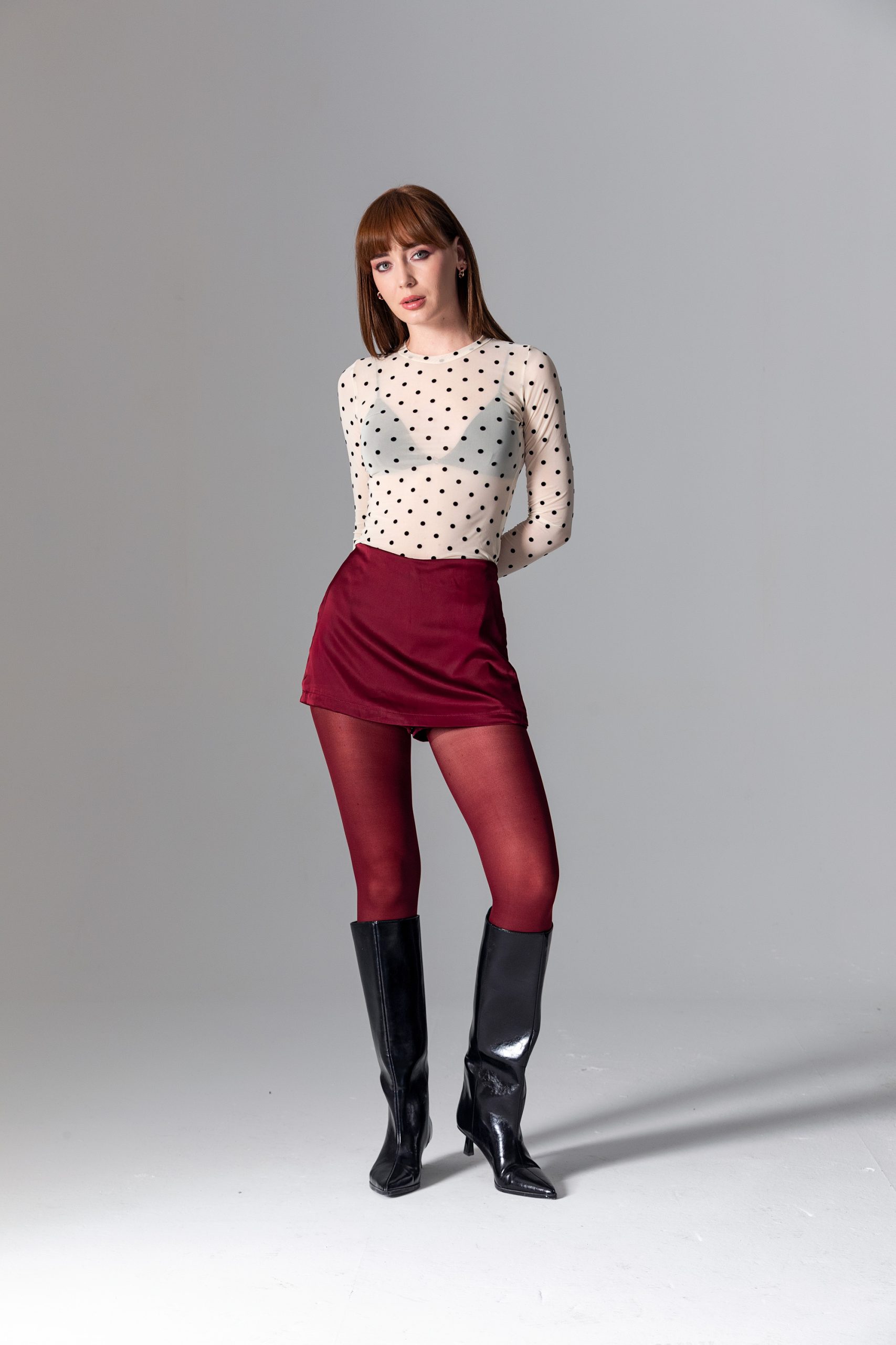 Krem Rengi Puantiyeli Body - Görsel 6