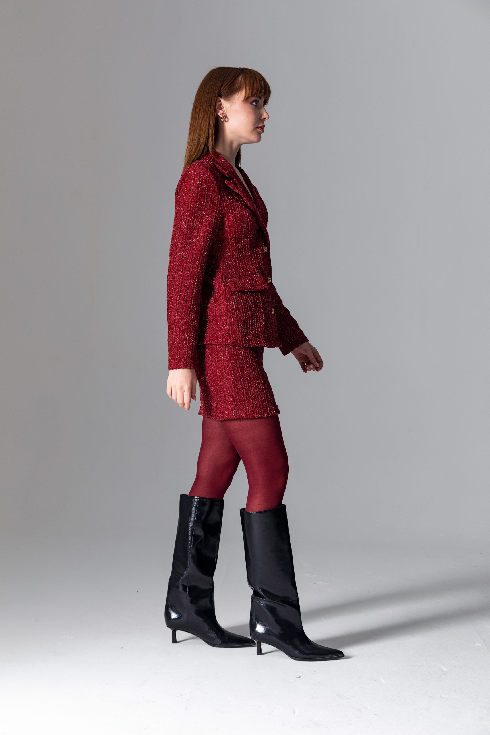 Bordo Tüvit Blazer Ceket - Görsel 6