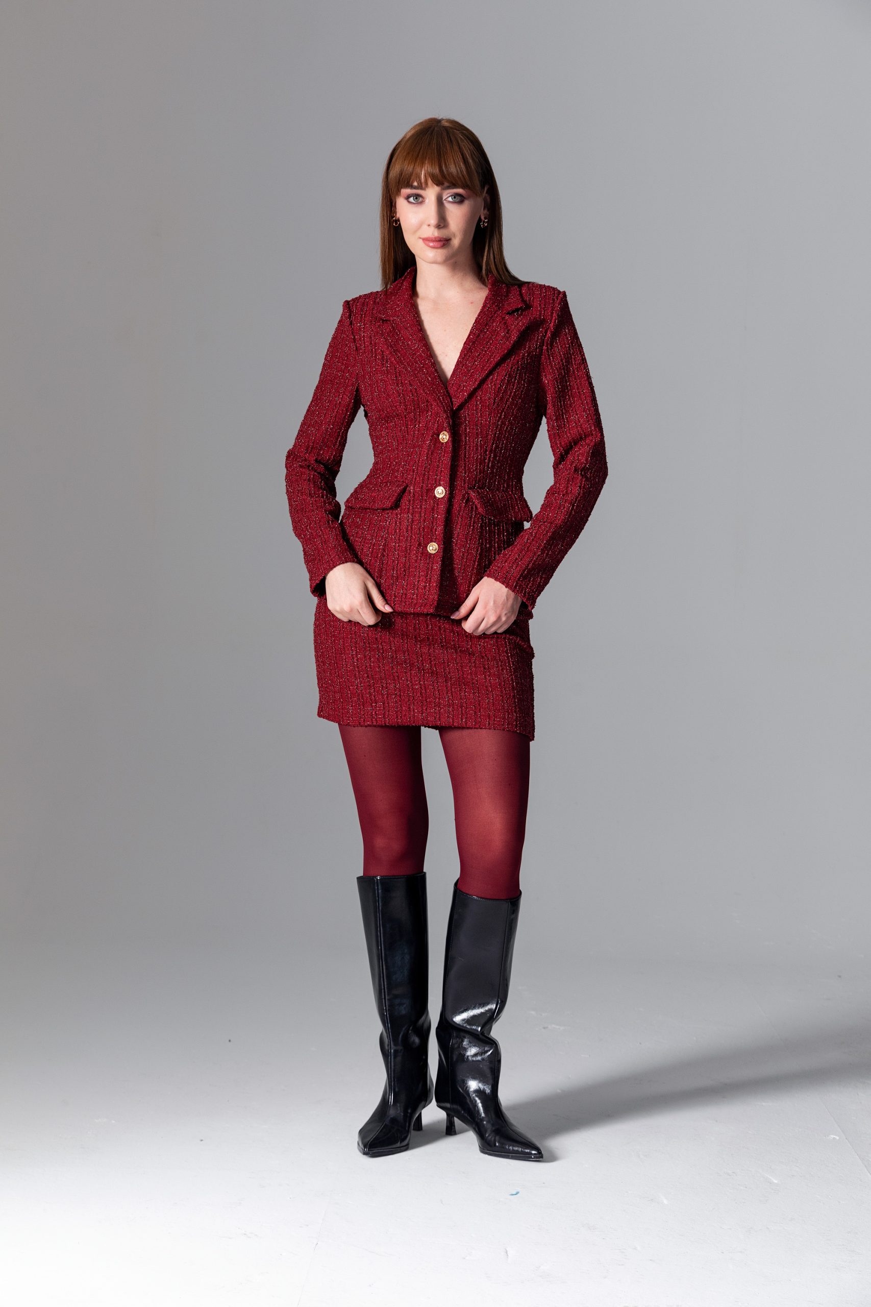 Bordo Tüvit Blazer Ceket - Görsel 5