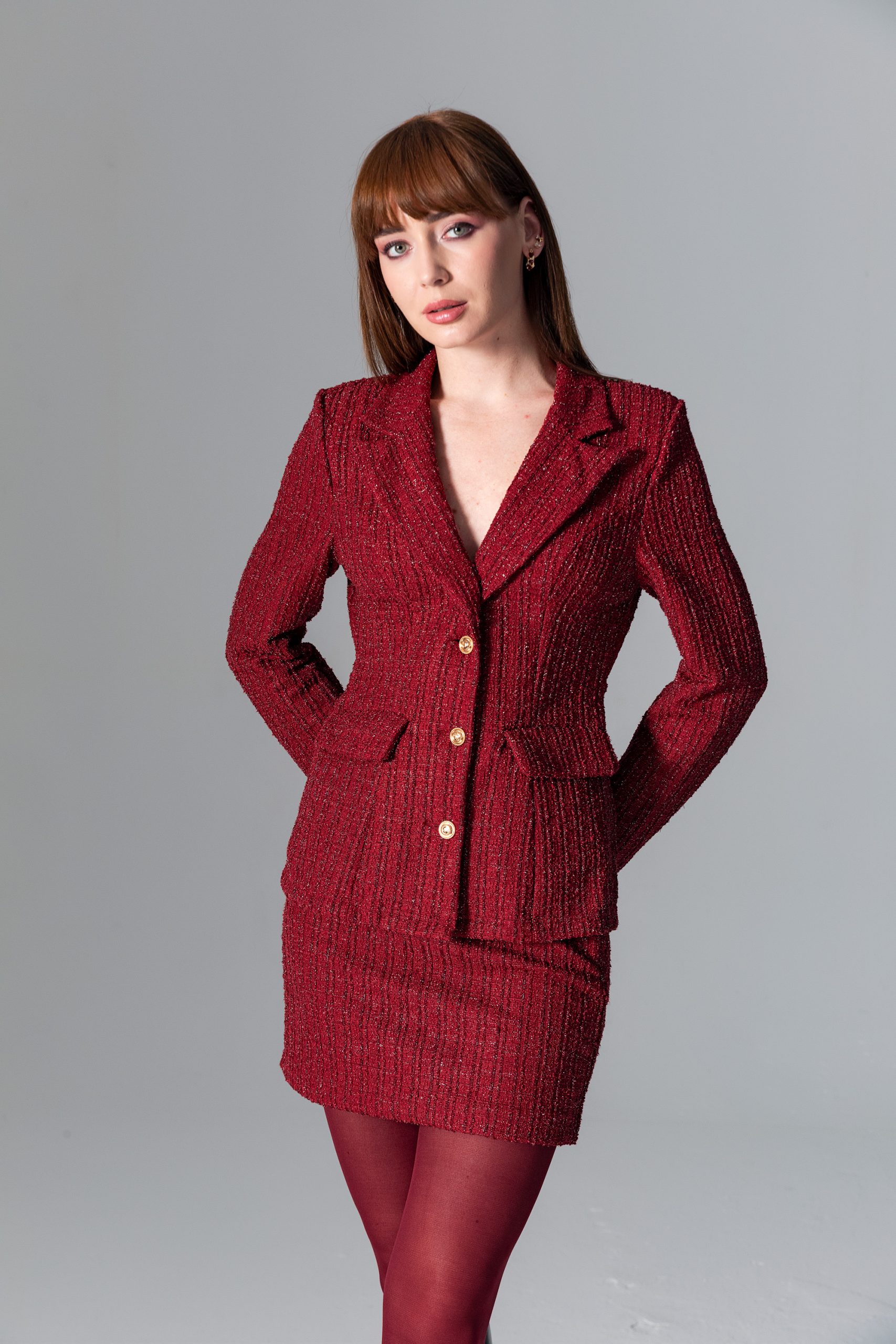 Bordo Tüvit Blazer Ceket - Görsel 2