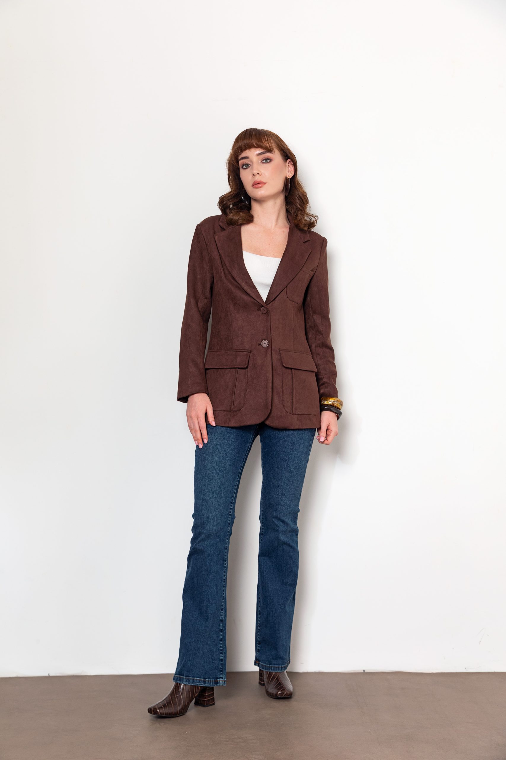 Acı Kahve Süet Blazer Ceket - Görsel 2