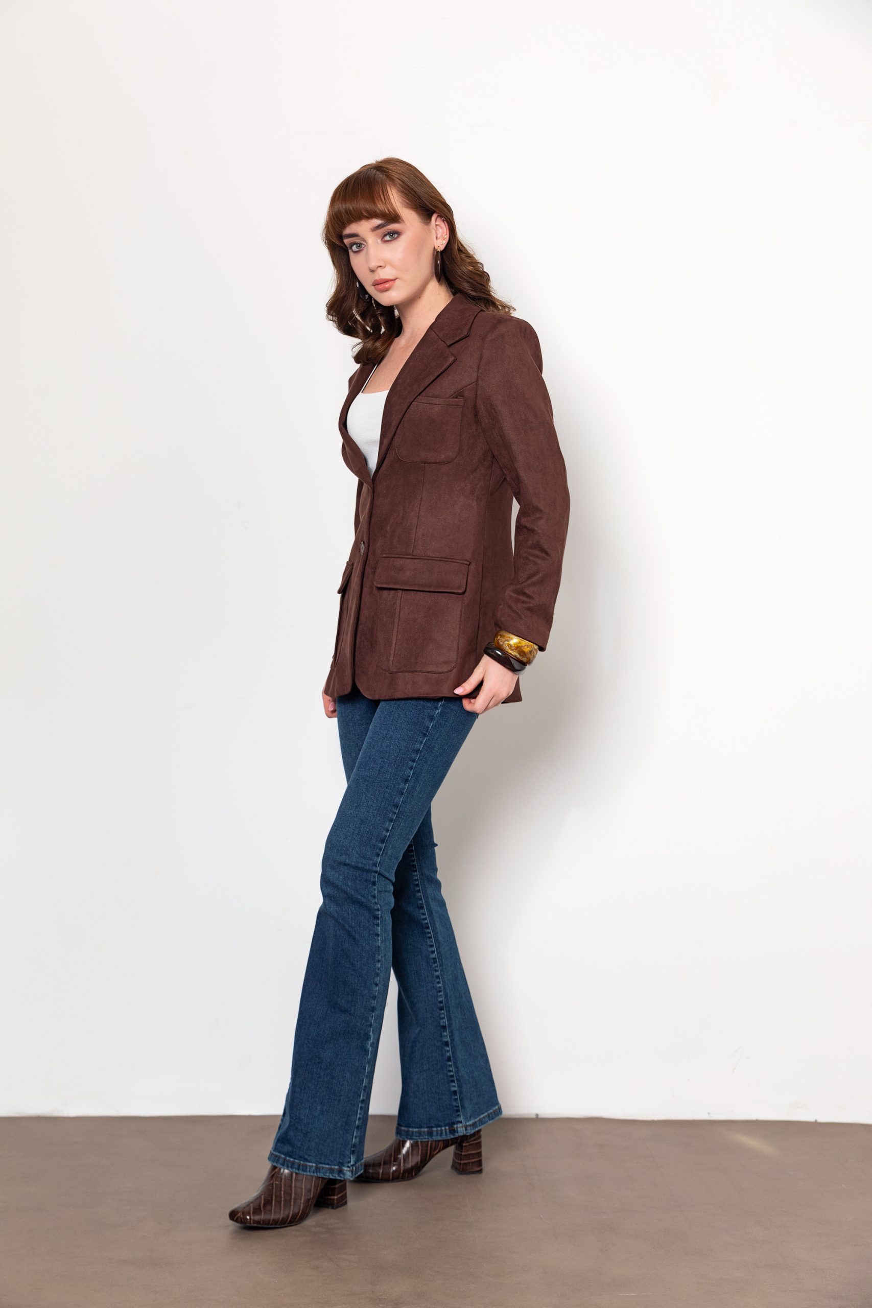 Acı Kahve Süet Blazer Ceket - Görsel 4