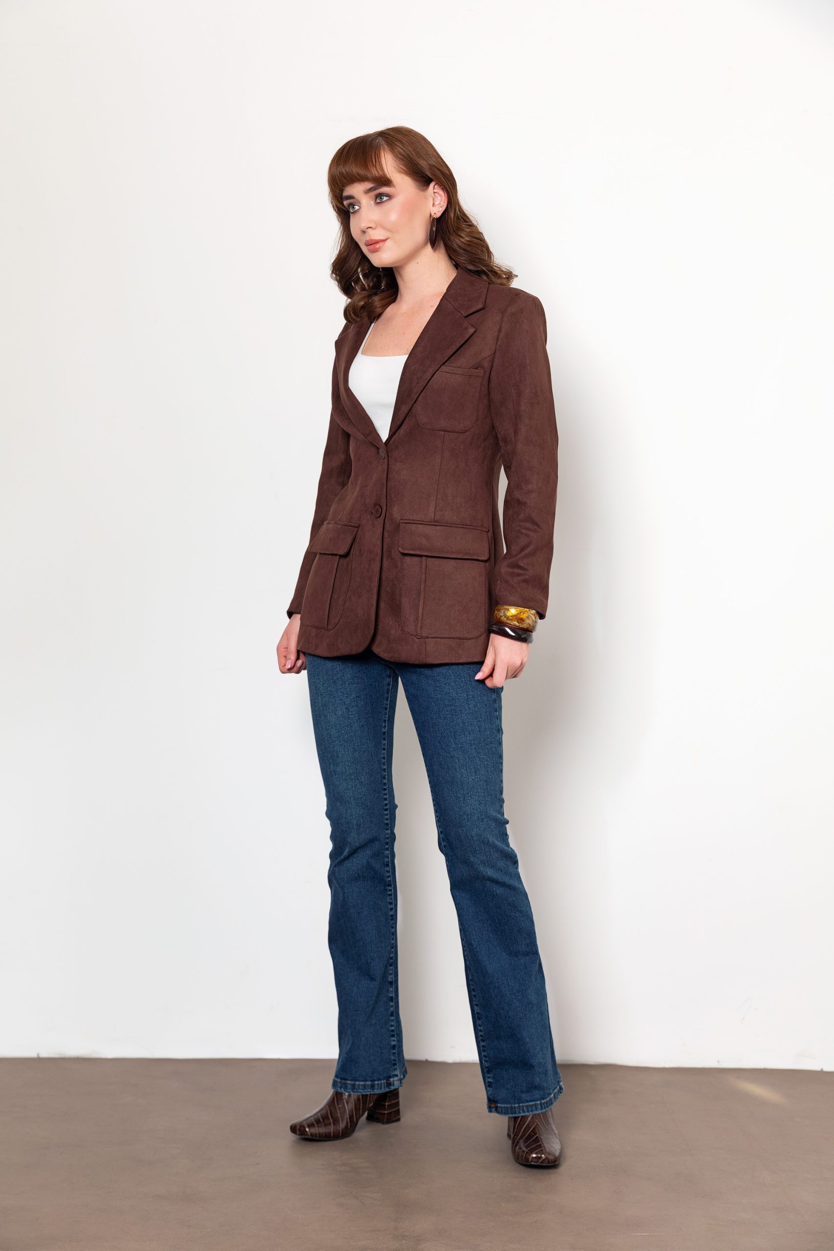 Acı Kahve Süet Blazer Ceket