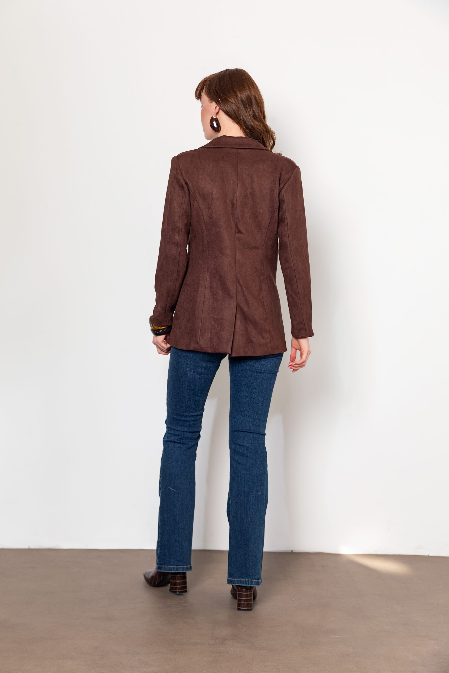 Acı Kahve Süet Blazer Ceket - Görsel 7