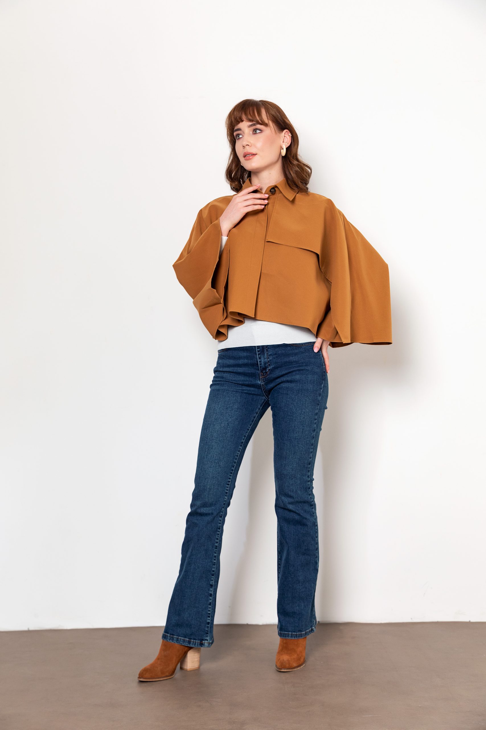 Camel Kısa Trençkot - Görsel 3