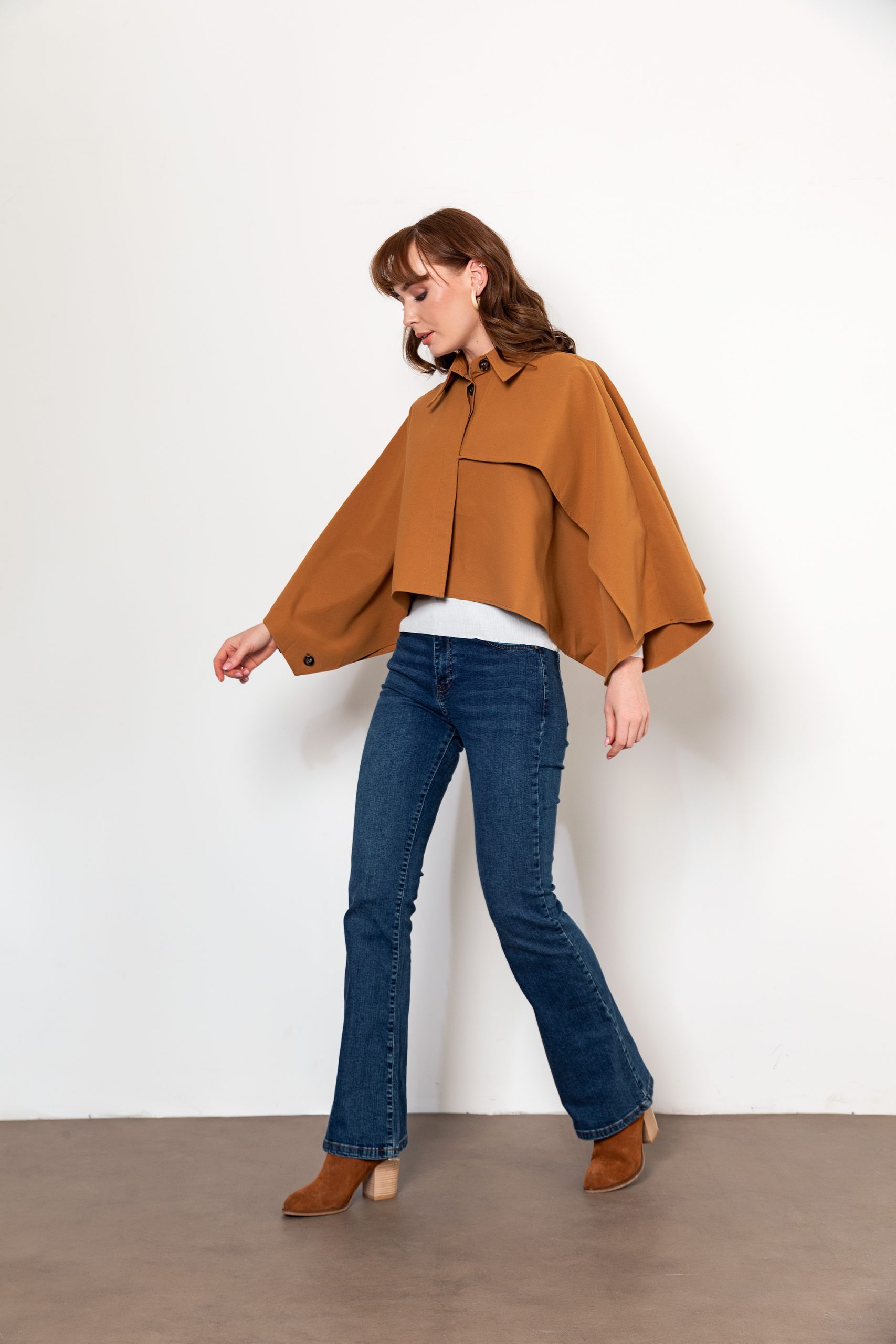 Camel Kısa Trençkot - Görsel 5