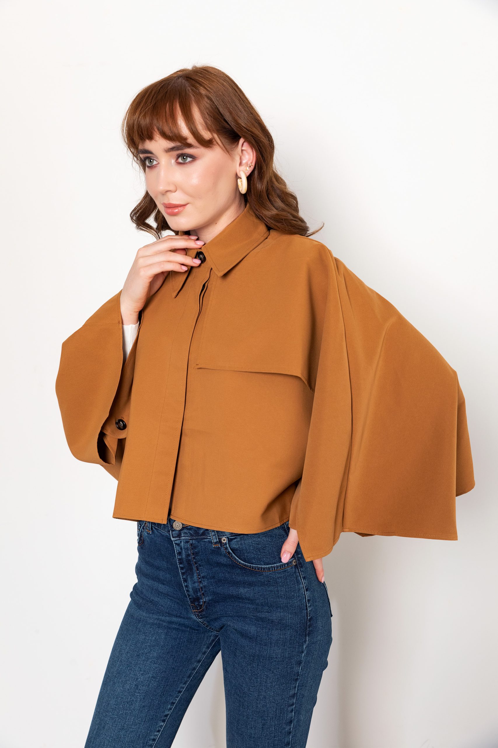 Camel Kısa Trençkot - Görsel 6