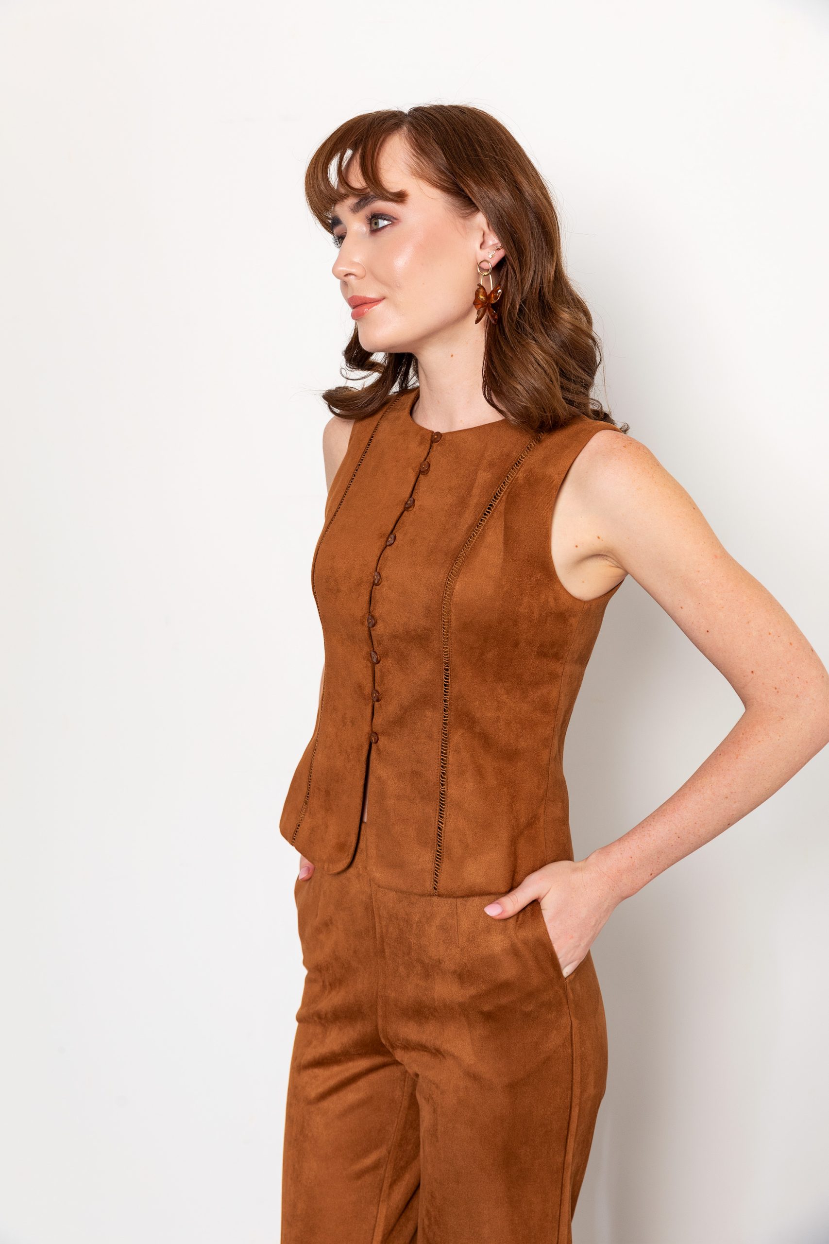 Camel Süet Pantolon - Görsel 6
