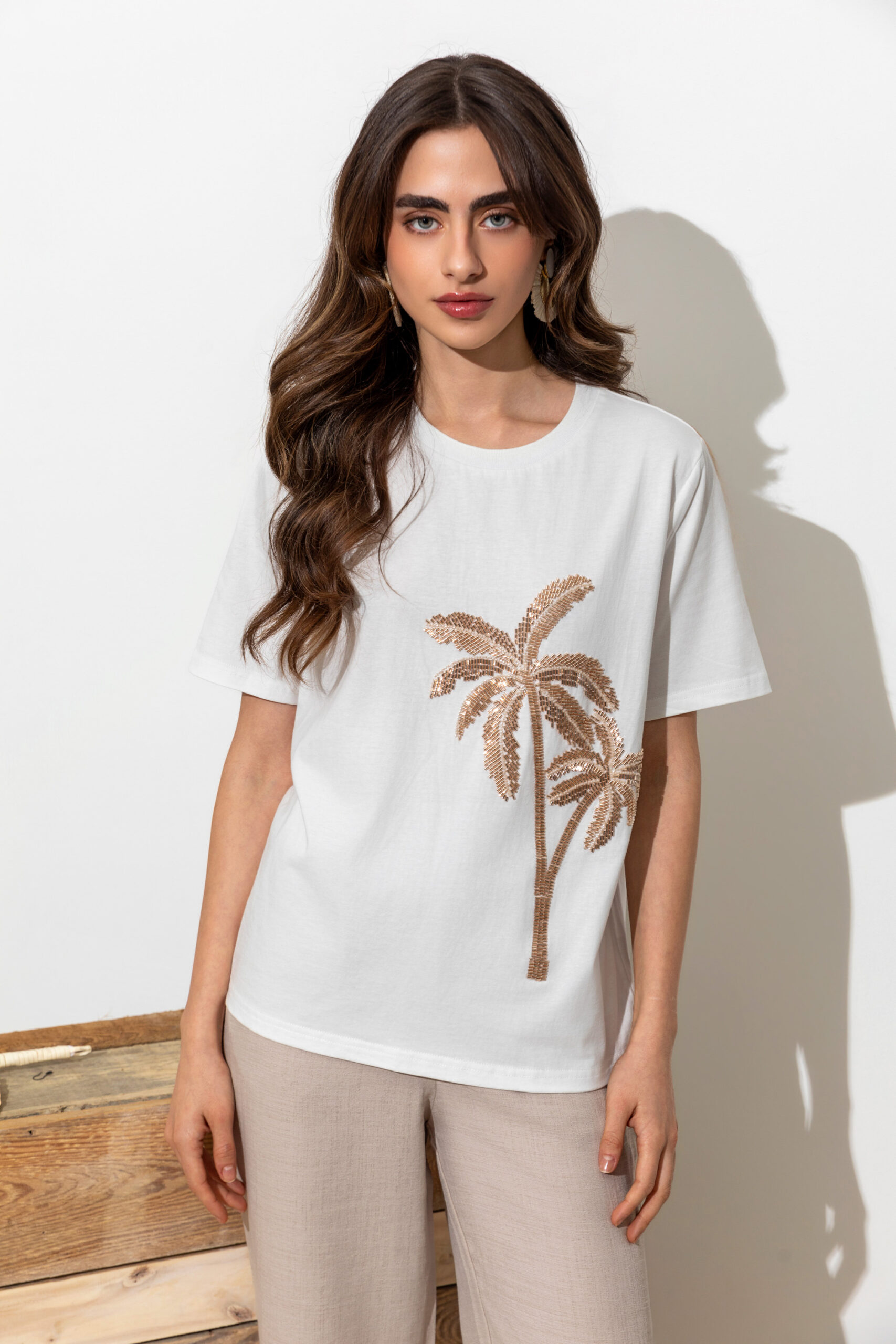 Palmiye İşlemeli Tshirt - Görsel 4