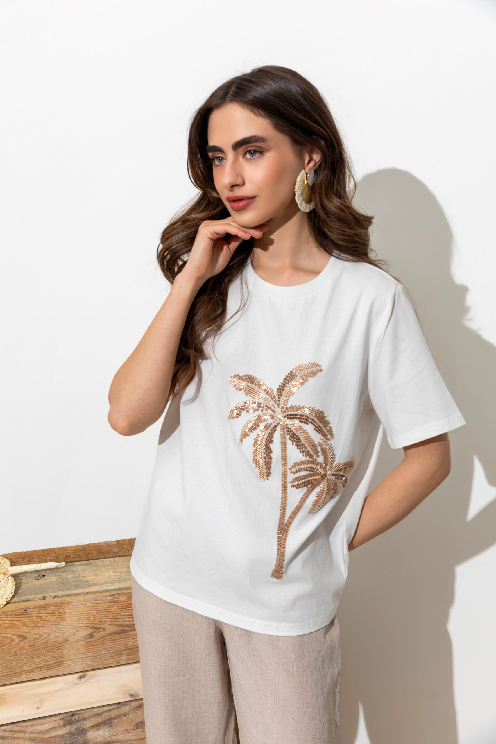 Palmiye İşlemeli Tshirt - Görsel 2