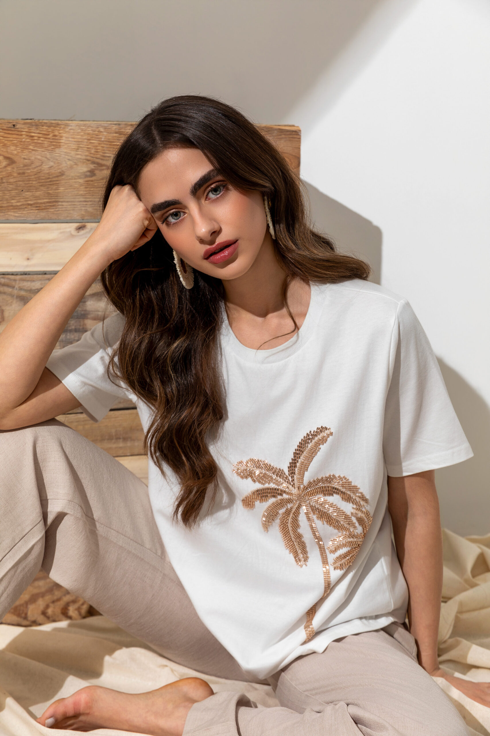 Palmiye İşlemeli Tshirt - Görsel 7