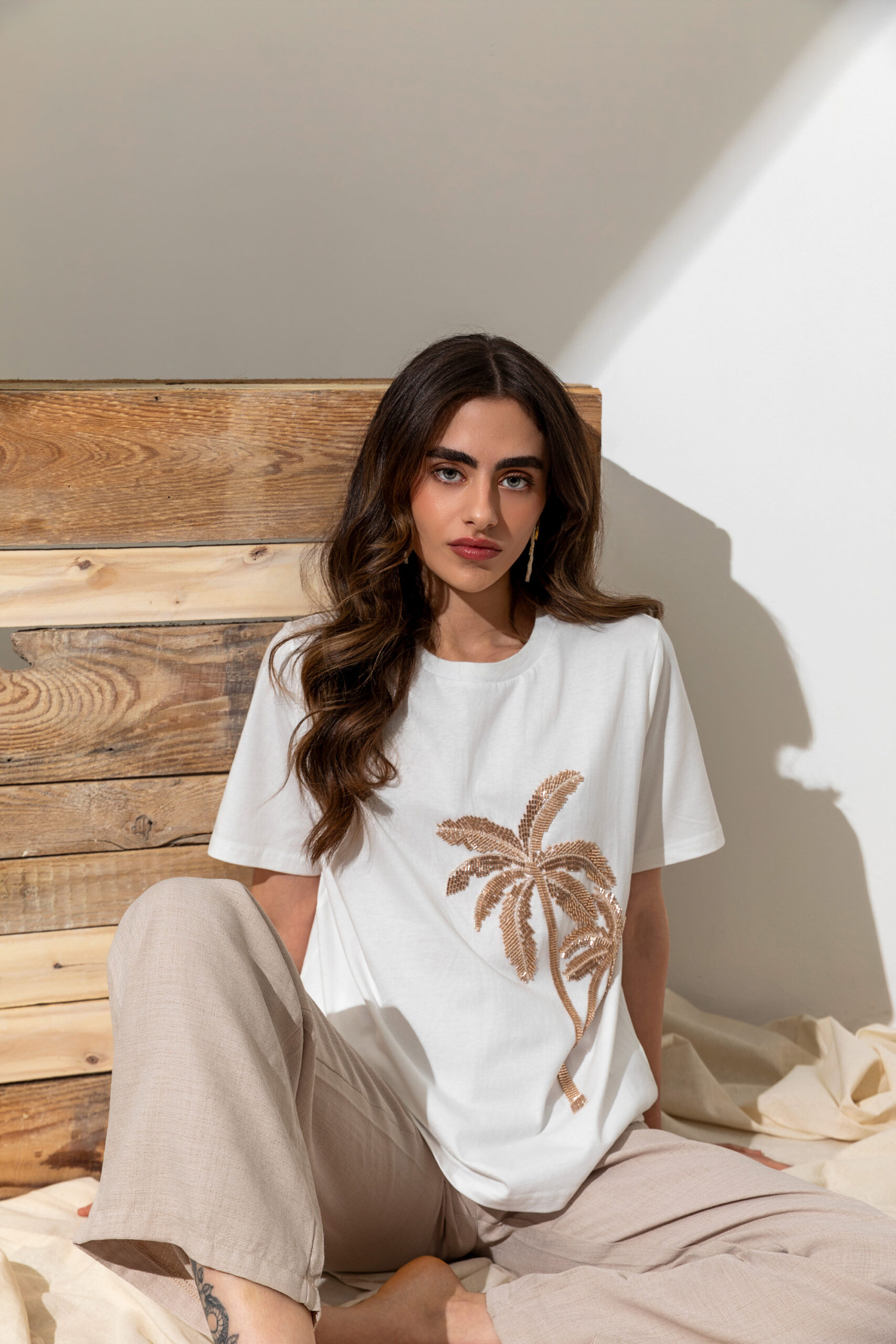 Palmiye İşlemeli Tshirt - Görsel 6