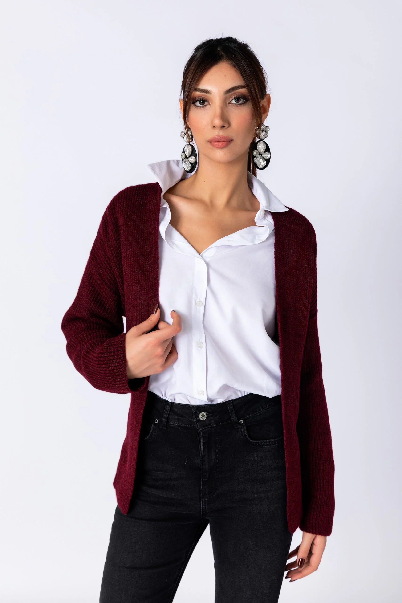 Bordo Kaşmirli Hırka