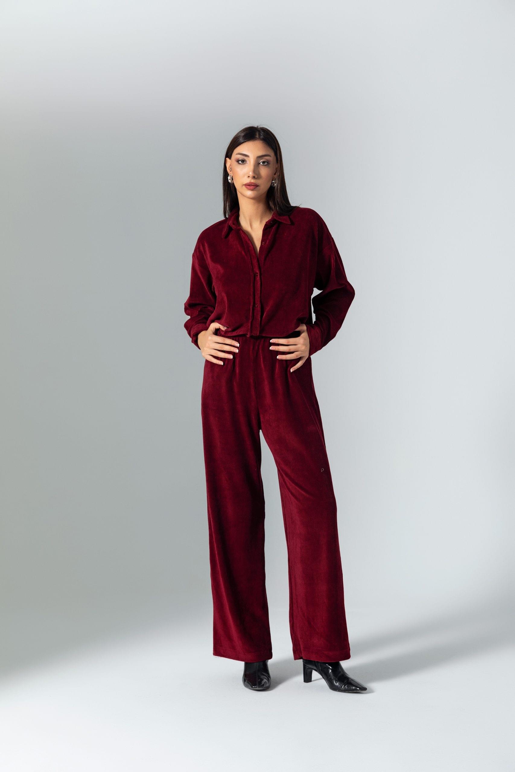 Bordo Kadife Pantolon